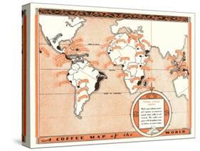 Coffee Map of the World-Found Image Press-Stretched Canvas