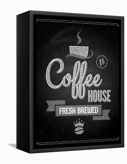 Coffee Menu Design Chalkboard Background-Pushkarevskyy-Framed Stretched Canvas