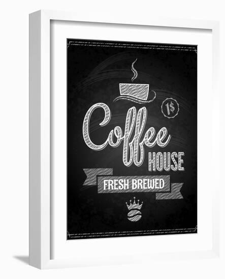 Coffee Menu Design Chalkboard Background-Pushkarevskyy-Framed Art Print