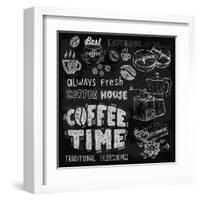 Coffee on Chalkboard-bioraven-Framed Art Print