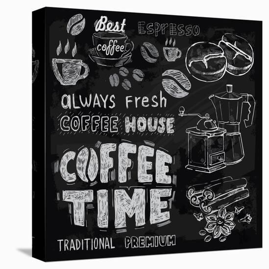 Coffee on Chalkboard-bioraven-Stretched Canvas