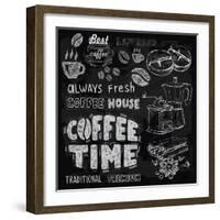 Coffee on Chalkboard-bioraven-Framed Art Print