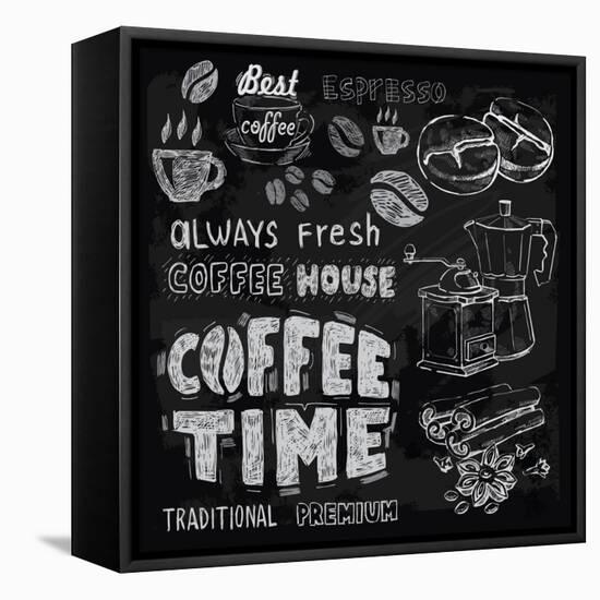 Coffee on Chalkboard-bioraven-Framed Stretched Canvas