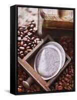 Coffee Pads, a Coffee Mill and Coffee Beans-Daniel Reiter-Framed Stretched Canvas