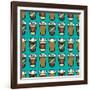 Coffee Pattern.-TashaNatasha-Framed Art Print