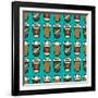 Coffee Pattern.-TashaNatasha-Framed Art Print