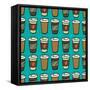 Coffee Pattern.-TashaNatasha-Framed Stretched Canvas