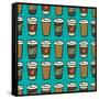 Coffee Pattern.-TashaNatasha-Framed Stretched Canvas