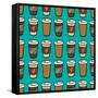 Coffee Pattern.-TashaNatasha-Framed Stretched Canvas