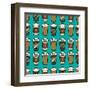 Coffee Pattern.-TashaNatasha-Framed Art Print