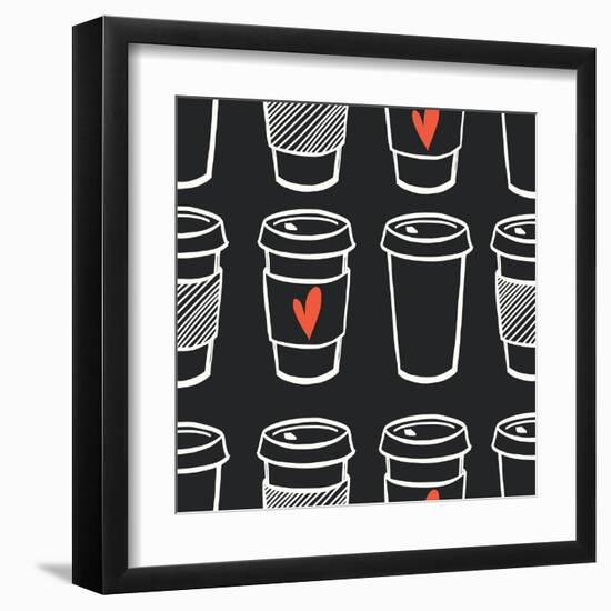 Coffee Pattern.-TashaNatasha-Framed Art Print