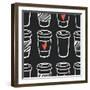 Coffee Pattern.-TashaNatasha-Framed Art Print