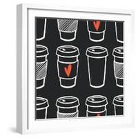 Coffee Pattern.-TashaNatasha-Framed Art Print