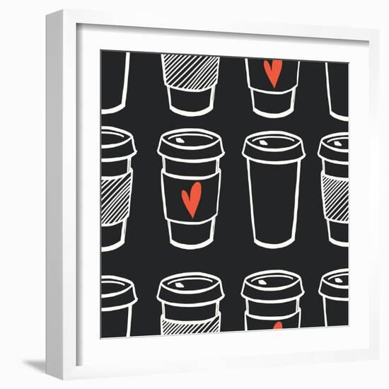 Coffee Pattern.-TashaNatasha-Framed Art Print