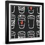 Coffee Pattern.-TashaNatasha-Framed Art Print