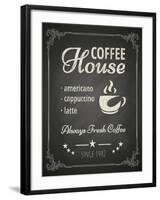 Coffee Poster on Blackboard-hoverfly-Framed Art Print