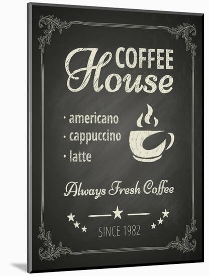 Coffee Poster on Blackboard-hoverfly-Mounted Art Print