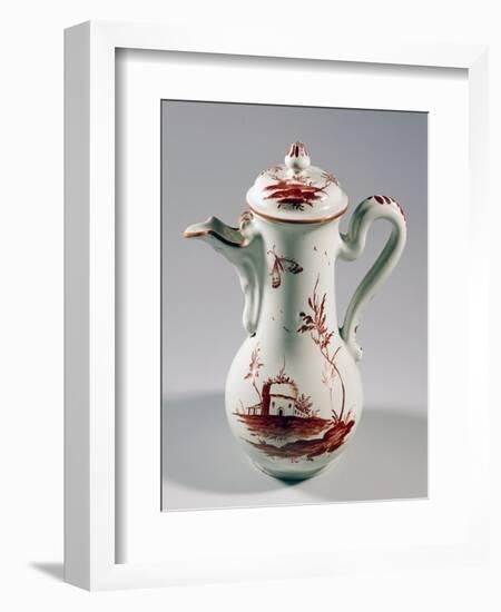 Coffee Pot Decorated with Landscape and Insects, Majolica-null-Framed Giclee Print