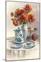 Coffee Pot with Chyrsanthemums-null-Mounted Art Print