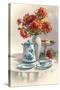 Coffee Pot with Chyrsanthemums-null-Stretched Canvas