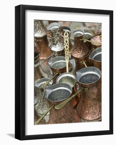 Coffee Pots, Bascarsija Ottoman Era, Sarajevo, Bosnia & Hercegovina-Walter Bibikow-Framed Photographic Print