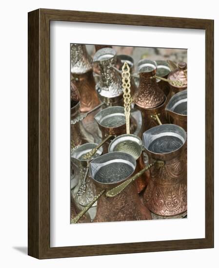 Coffee Pots, Bascarsija Ottoman Era, Sarajevo, Bosnia & Hercegovina-Walter Bibikow-Framed Photographic Print