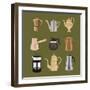 Coffee Pots-Claire Huntley-Framed Giclee Print