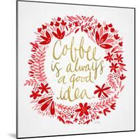 Coffee - Red and Gold-Cat Coquillette-Mounted Giclee Print