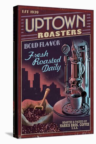 Coffee Roasters - Vintage Sign-Lantern Press-Stretched Canvas