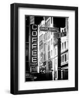 Coffee Shop Bar Sign, Union Square, Manhattan, New York, US, Old Black and White Photography-Philippe Hugonnard-Framed Photographic Print