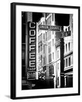 Coffee Shop Bar Sign, Union Square, Manhattan, New York, US, Old Black and White Photography-Philippe Hugonnard-Framed Photographic Print