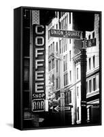 Coffee Shop Bar Sign, Union Square, Manhattan, New York, US, Old Black and White Photography-Philippe Hugonnard-Framed Stretched Canvas