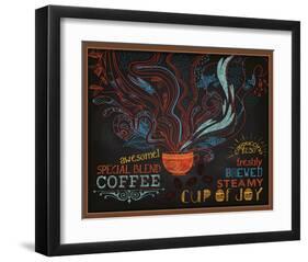 Coffee Shop Blackboard Ad-null-Framed Art Print