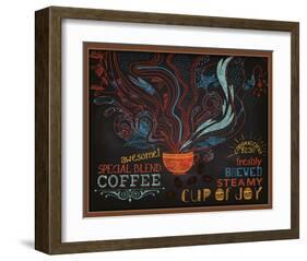 Coffee Shop Blackboard Ad-null-Framed Art Print