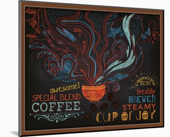 Coffee Shop Blackboard Ad-null-Mounted Art Print