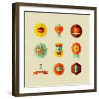 Coffee Shop Icons-cienpies-Framed Premium Giclee Print