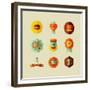 Coffee Shop Icons-cienpies-Framed Premium Giclee Print