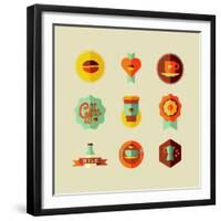 Coffee Shop Icons-cienpies-Framed Premium Giclee Print