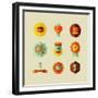 Coffee Shop Icons-cienpies-Framed Premium Giclee Print