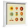 Coffee Shop Icons-cienpies-Framed Premium Giclee Print