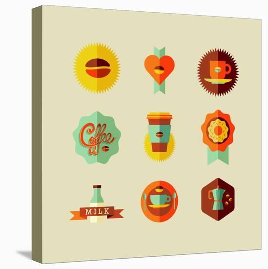 Coffee Shop Icons-cienpies-Stretched Canvas