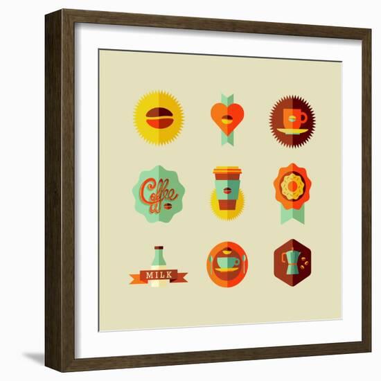 Coffee Shop Icons-cienpies-Framed Art Print