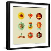 Coffee Shop Icons-cienpies-Framed Art Print