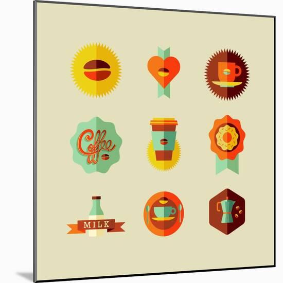 Coffee Shop Icons-cienpies-Mounted Art Print