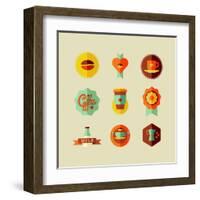 Coffee Shop Icons-cienpies-Framed Art Print