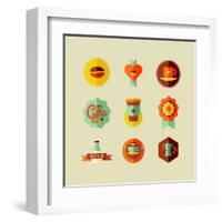 Coffee Shop Icons-cienpies-Framed Art Print