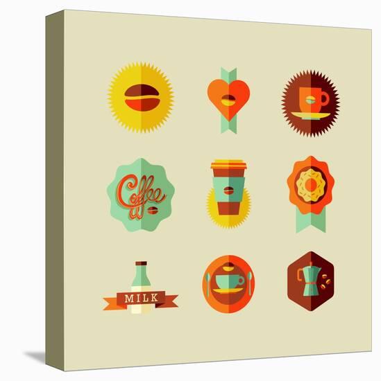 Coffee Shop Icons-cienpies-Stretched Canvas