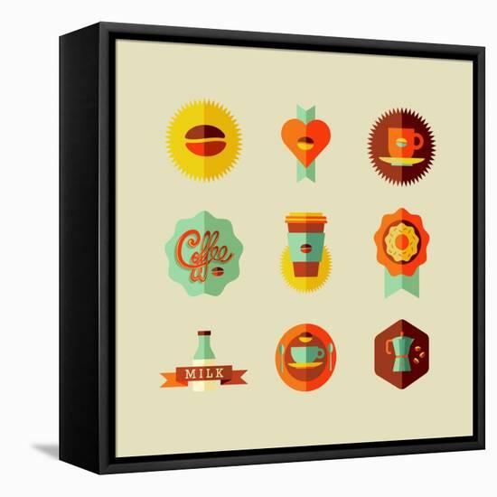 Coffee Shop Icons-cienpies-Framed Stretched Canvas