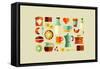 Coffee Shop Icons-cienpies-Framed Stretched Canvas