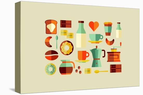 Coffee Shop Icons-cienpies-Stretched Canvas